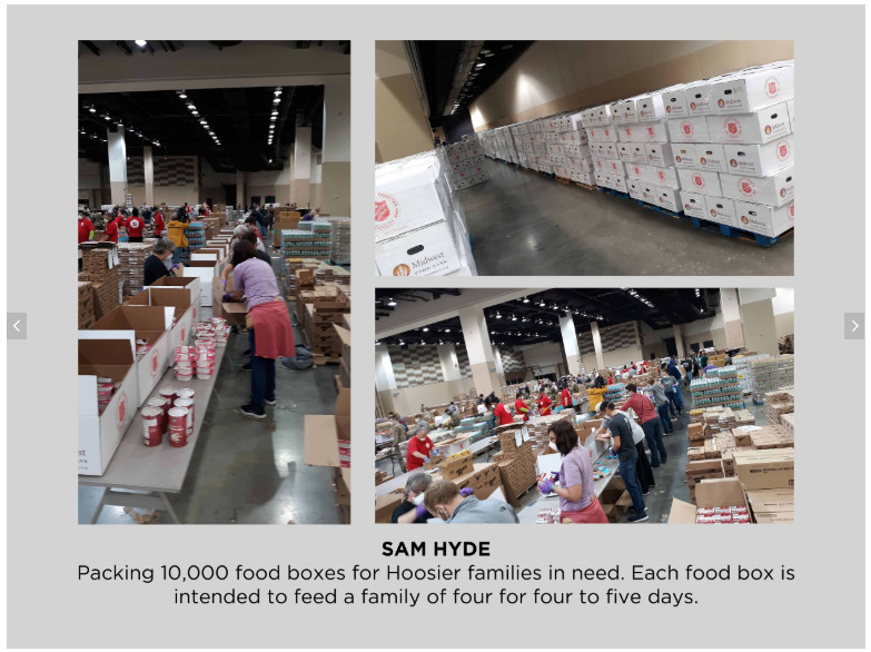 Photo of people packing boxes of food.