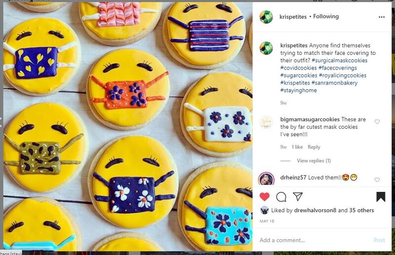Screenshot of a social media post featuring decorated cookies. 