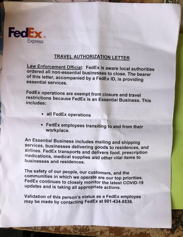A letter from FedEx