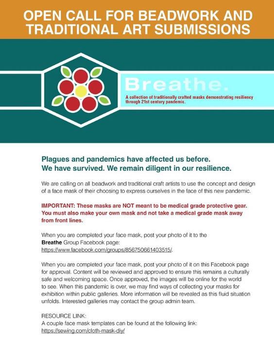 A poster that is asking for Native American Artists to submit masks that they created.