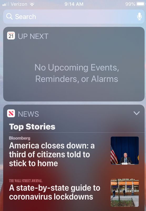 A screenshot of an Event Calendar on an iPhone. 