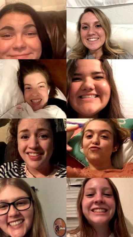 A screenshot of a video chat on Facebook messenger.