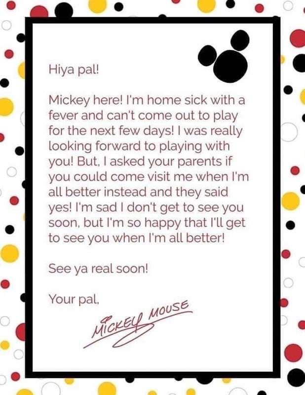 A screenshot of a letter from Mickey Mouse.