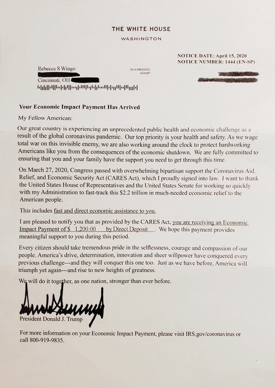 A letter with black type.