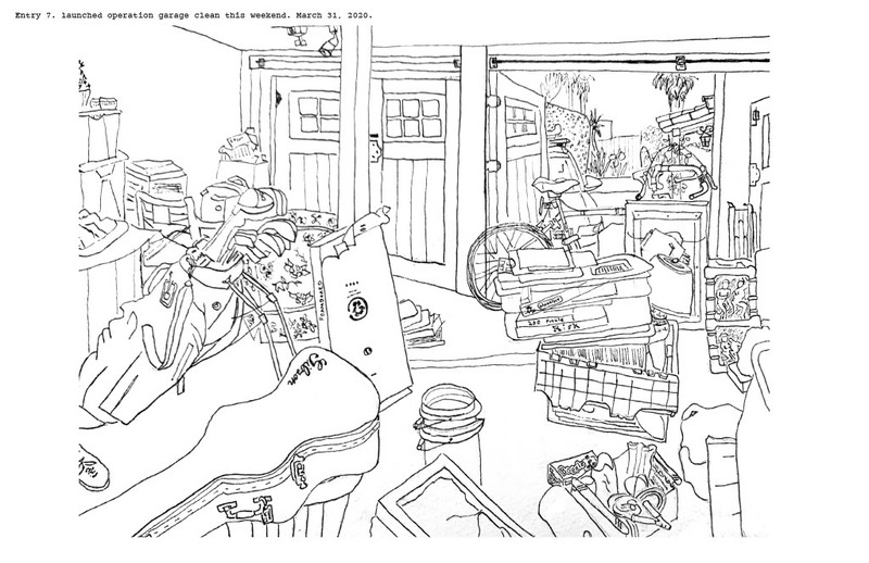 Drawing of a garage. 