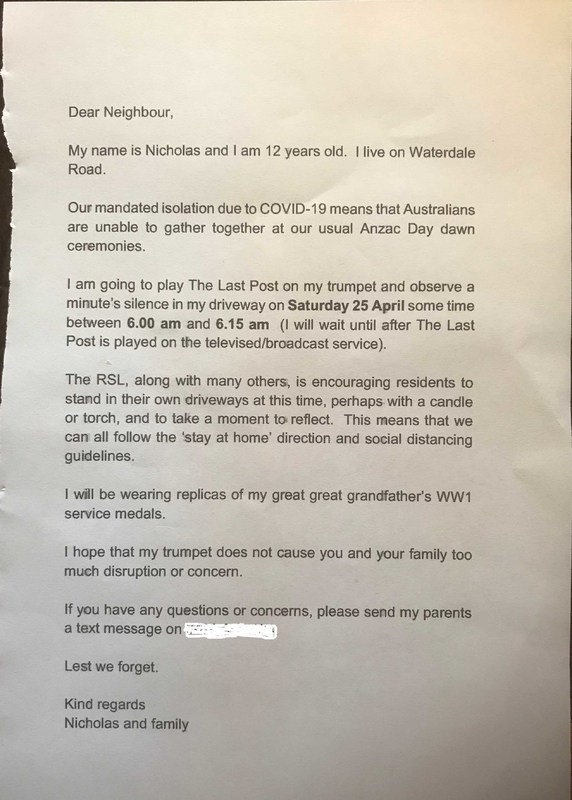 A letter to a neighbor about covid lockdown rules.