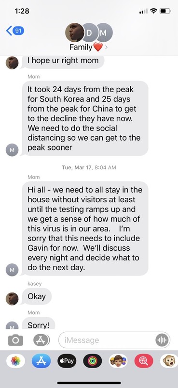 A screenshot of a text message from a group chat.