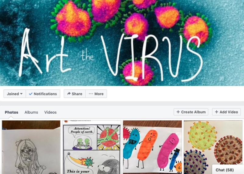 A screenshot of the Art of the Virus Facebook page.
