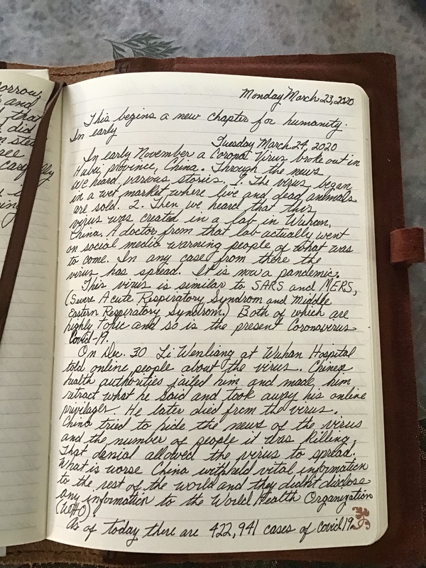 journal page with black cursive writing