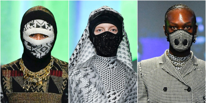 Side by side comparison of three different fashionable face masks. 