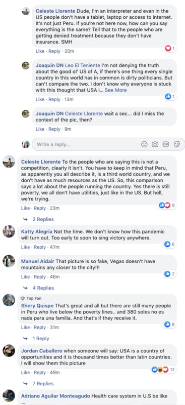 A screenshot of comments on a post from Facebook.