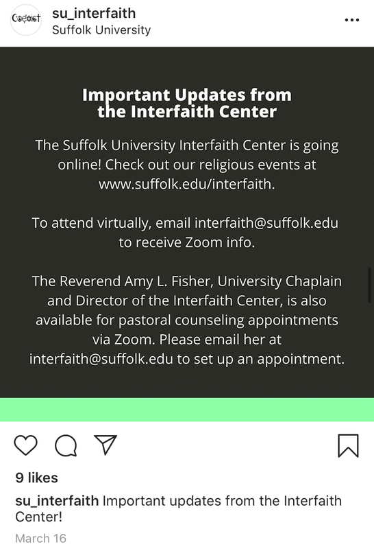 Announcement from Suffolk University on social media. 