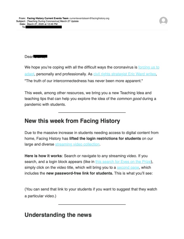 A screenshot of an email.