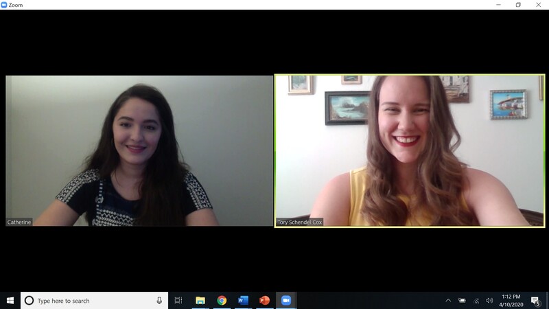 Two women on a Zoom call.
