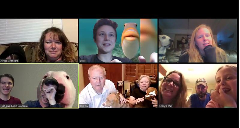 A screenshot of a Zoom meeting with family members.