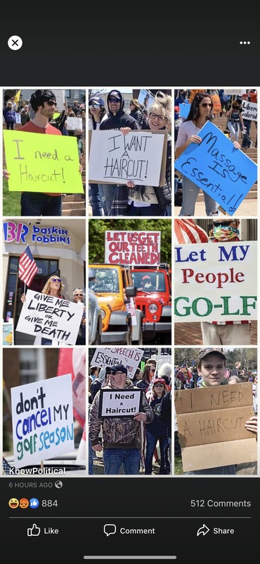 Social media posts about covid protesters.