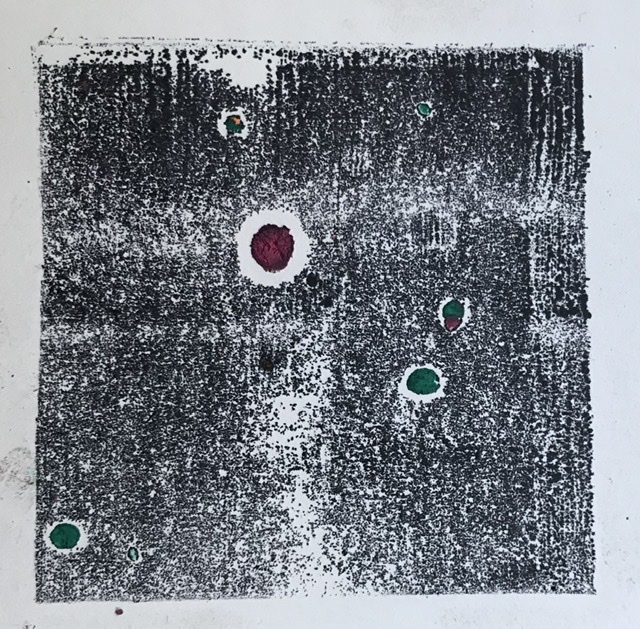 An ink and oil painting.