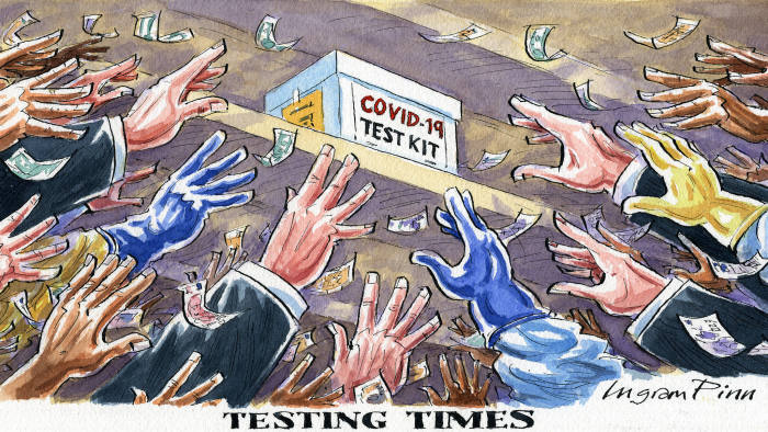 A political cartoon of people throwing money.