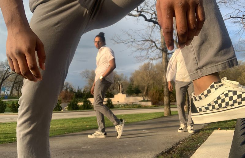 A person looking back at a camera.