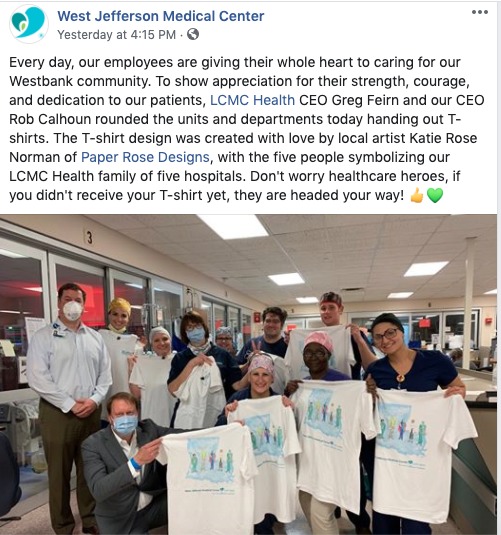 A social media post from West Jefferson Medical Center.