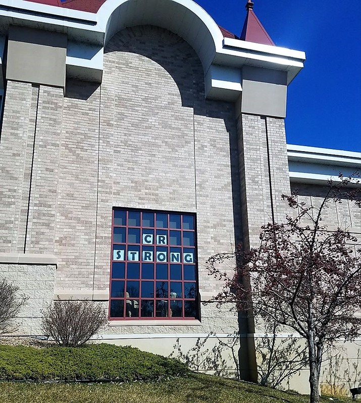 The Nation Czech & Slovak Museum & Library with "CR Strong" in its windows.