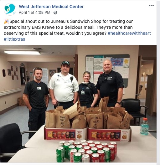 A screenshot of a Facebook post by West Jefferson Medical Center.