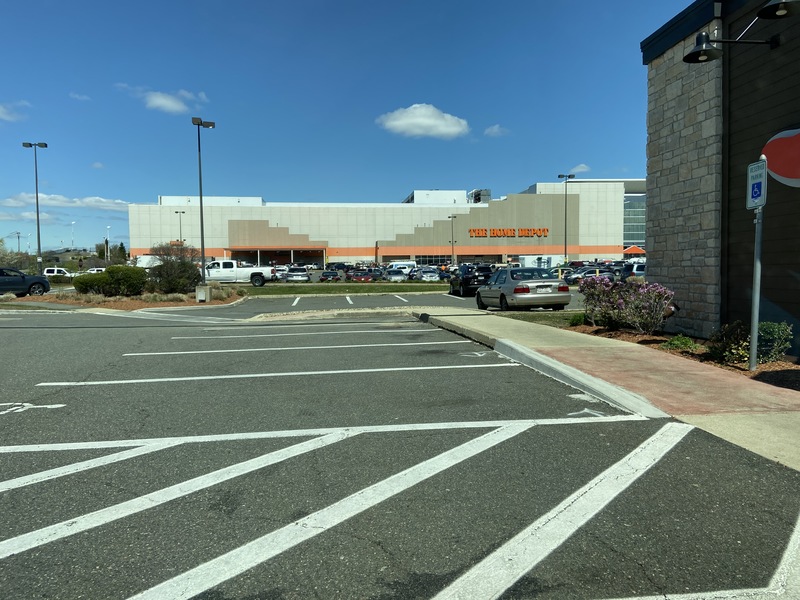Distance photo of full Home Depot parking lot.