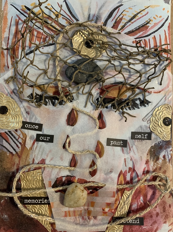 an orange and tan collage