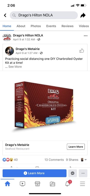 A screenshot of a Facebook post made by Drago's Metairie.