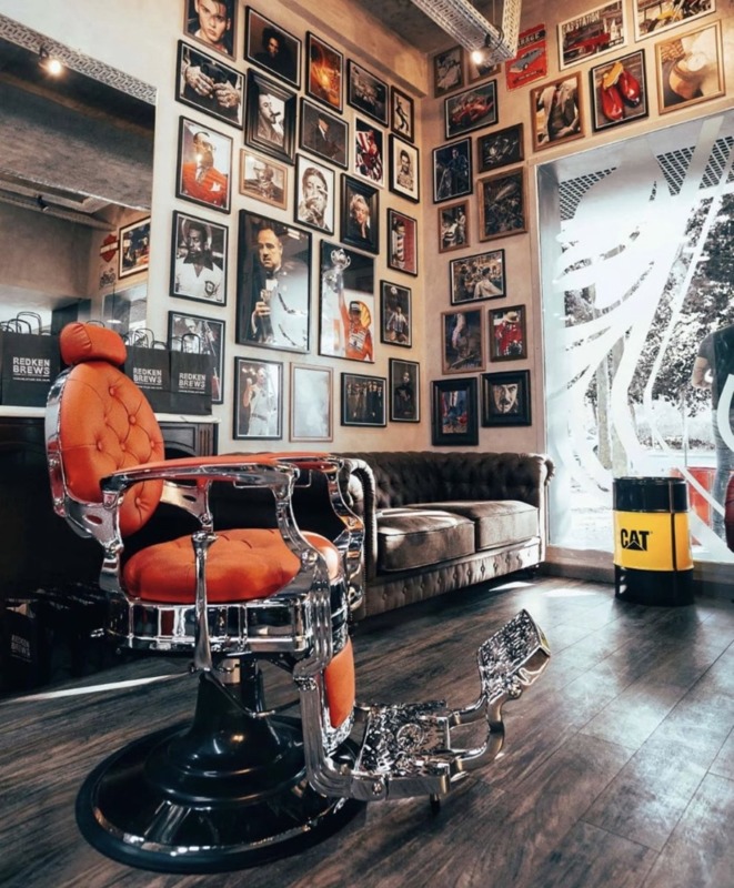 An empty barbershop.