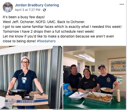 A social media post from Jordan Bradbury Catering.