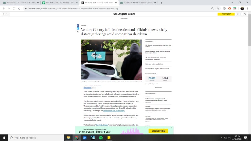 An article about social gatherings from the Los Angeles Times.