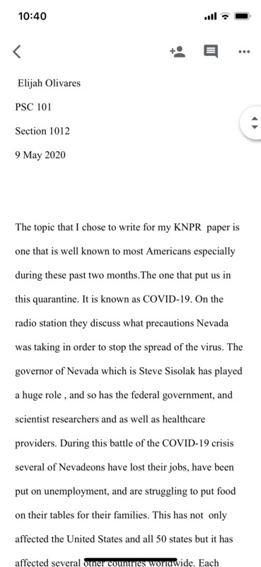 screen shot of a paper written about covid 19