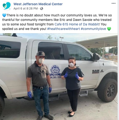 A social media post from West Jefferson Medical Center.