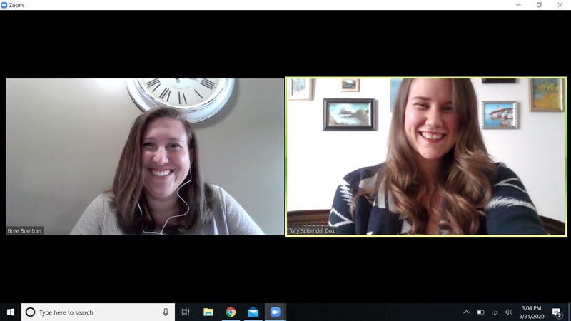 Two women on a Zoom call.
