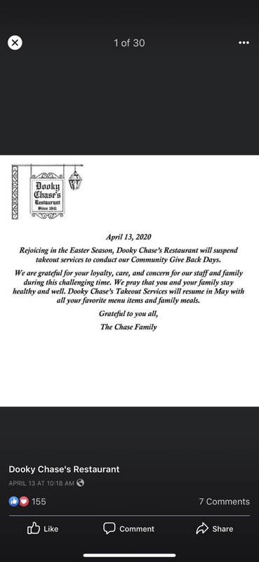 A social media post from Dooky Chase's Restaurant.