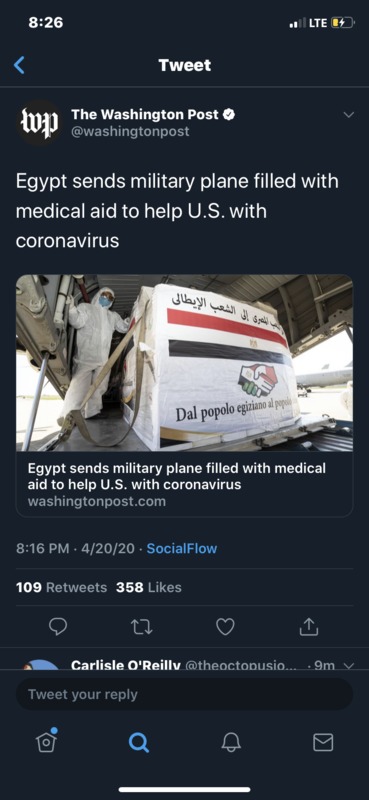 A twitter post from The Washington Post.