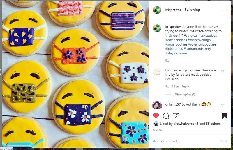 Screenshot of a social media post featuring decorated cookies.