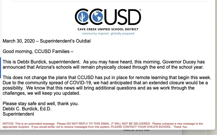 A screenshot of an email.