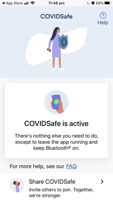 Alert from an app about COVID-19.