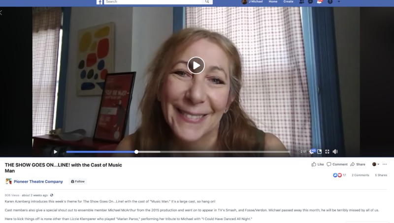 A screenshot of a facebook post of a virtual theater performance.