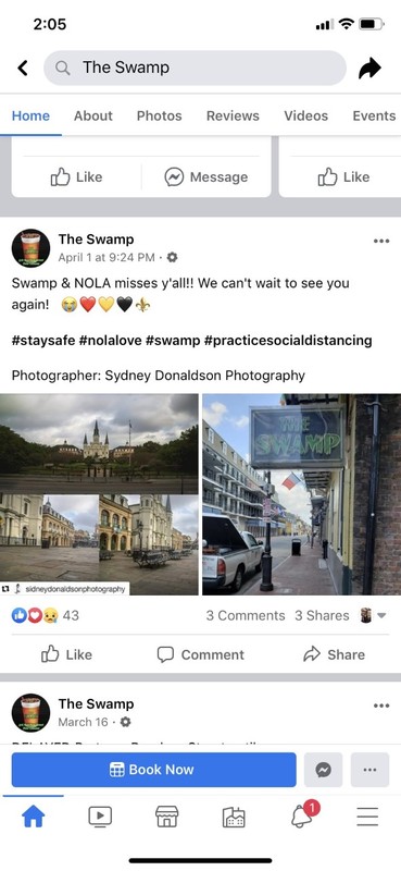 A screenshot of a Facebook post made by The Swamp.