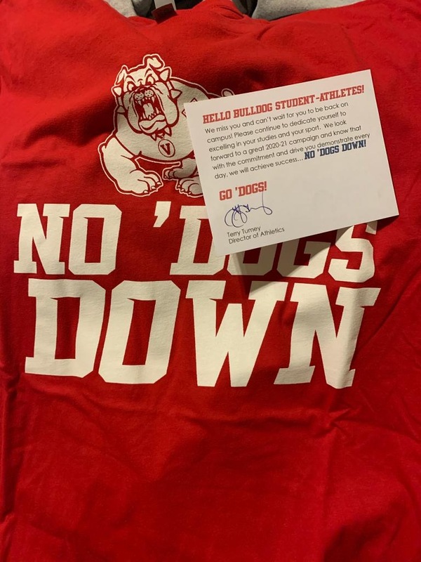 A Fresno State t-shirt that was mailed to students from the athletic department.