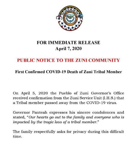 Public notice to Zuni tribe.
