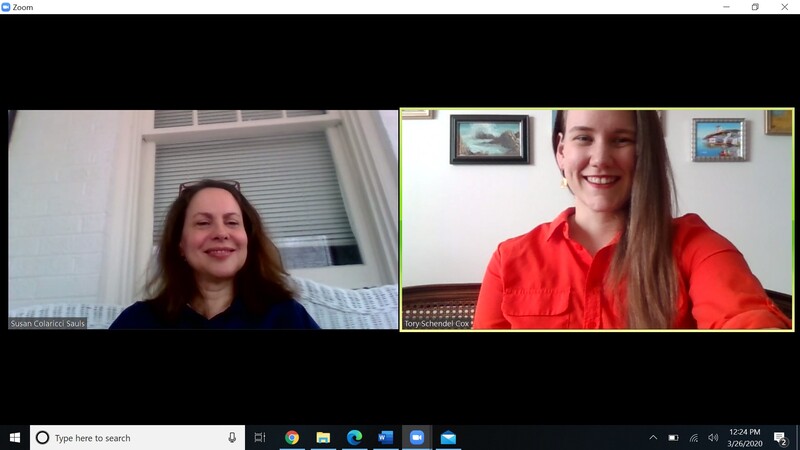 Two women on a Zoom call.