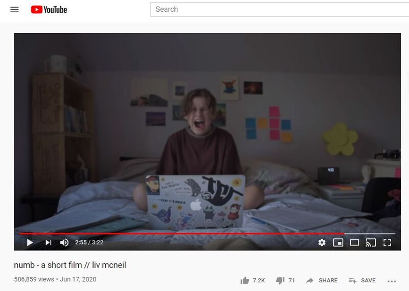 Screenshot of a youtube video featuring a girl screaming.