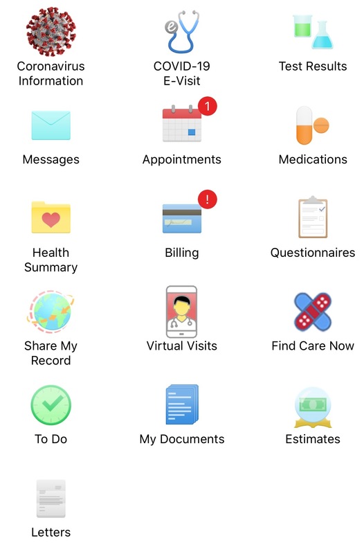 A screenshot of a Patient Portal.