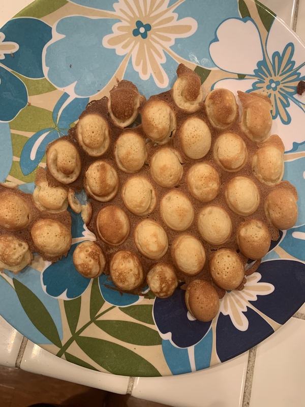 This is a picture taken of a recently made batch of batter for Hong Kong Waffles.