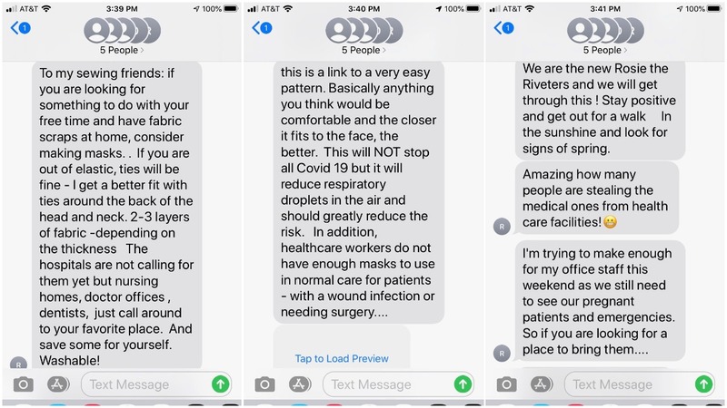 A screenshot of multiple group messages.