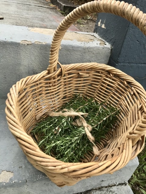 Herbs wrapped in a basket.